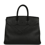 Pre-owned Hermes Shadow Birkin 35 Black Swift Palladium Hardware - Thumbnail View 1