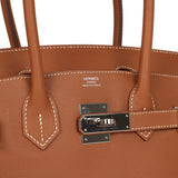 Pre-owned Hermes Shoulder Birkin Light 29 Gold Evercolor Palladium Hardware - Thumbnail View 7