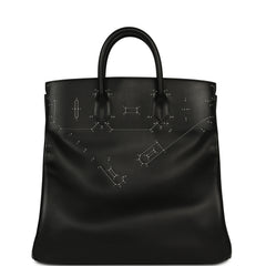 Pre-owned Hermes Birkin HAC a Relier 40 Black Evergrain Palladium Hardware