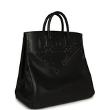 Pre-owned Hermes Birkin HAC a Relier 40 Black Evergrain Palladium Hardware - Thumbnail View 2