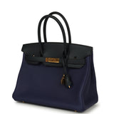 Pre-owned Hermes Birkin 30 Bleu Obscur Sombrero, Bleu Encre Clemence Gold Hardware - Thumbnail View 5