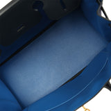 Pre-owned Hermes Birkin 30 Bleu Obscur Sombrero, Bleu Encre Clemence Gold Hardware - Thumbnail View 8