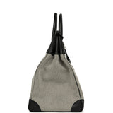 Pre-owned Hermes Birkin HAC 40 Black Evercolor, Ecru-Black Criss Cross Toile Canvas Palladium Hardware - Thumbnail View 3