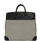 Pre-owned Hermes Birkin HAC 40 Black Evercolor, Ecru-Black Criss Cross Toile Canvas Palladium Hardware - Thumbnail View 4
