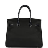 Hermes Birkin 30 Black, Bleu Marine Novillo, Shiny Niloticus Crocodile Touch Palladium Hardware - Thumbnail View 4