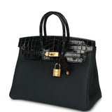 Pre-owned Hermes Birkin 25 Vert Rousseau Togo, Shiny Niloticus Crocodile Touch Gold Hardware - Thumbnail View 4