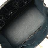 Pre-owned Hermes Birkin 25 Vert Rousseau Togo, Shiny Niloticus Crocodile Touch Gold Hardware - Thumbnail View 7