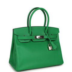 Pre-owned Hermes Birkin 30 Bambou Epsom Palladium Hardware