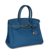 Pre-owned Hermes Eclat Birkin 30 Mykonos, White Clemence Palladium Hardware - Thumbnail View 2