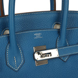 Pre-owned Hermes Eclat Birkin 30 Mykonos, White Clemence Palladium Hardware - Thumbnail View 7