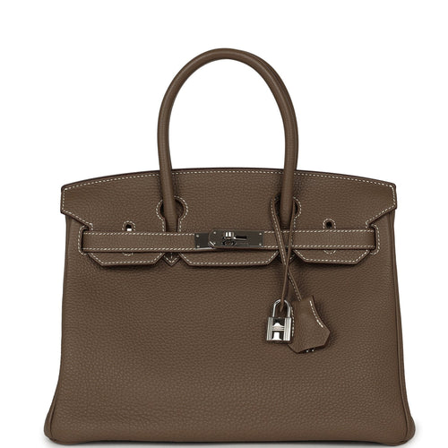 Pre-owned Hermes Birkin 30 Etoupe Togo Palladium Hardware