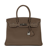 Pre-owned Hermes Birkin 30 Etoupe Togo Palladium Hardware - Thumbnail View 1