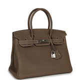Pre-owned Hermes Birkin 30 Etoupe Togo Palladium Hardware - Thumbnail View 2