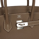 Pre-owned Hermes Birkin 30 Etoupe Togo Palladium Hardware - Thumbnail View 7