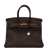 Hermes Birkin 35 Ebene Barenia Faubourg Gold Hardware - Thumbnail View 1