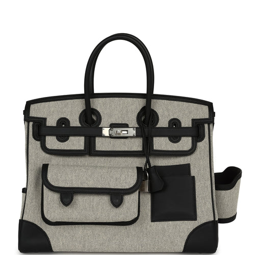 Hermes Birkin 35 Cargo Ecru-Black Swift and Toile H Canvas Palladium Hardware