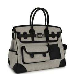 Hermes Birkin 35 Cargo Ecru-Black Swift and Toile H Canvas Palladium Hardware