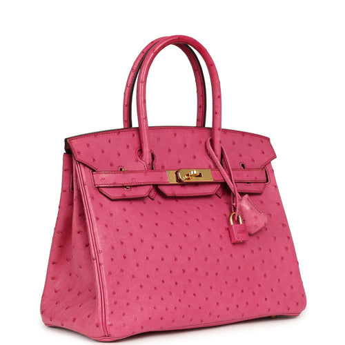 Pre-owned Hermes Birkin 30 Fuchsia Ostrich Gold Hardware