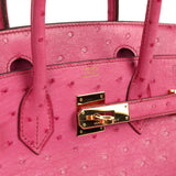 Pre-owned Hermes Birkin 30 Fuchsia Ostrich Gold Hardware - Thumbnail View 7