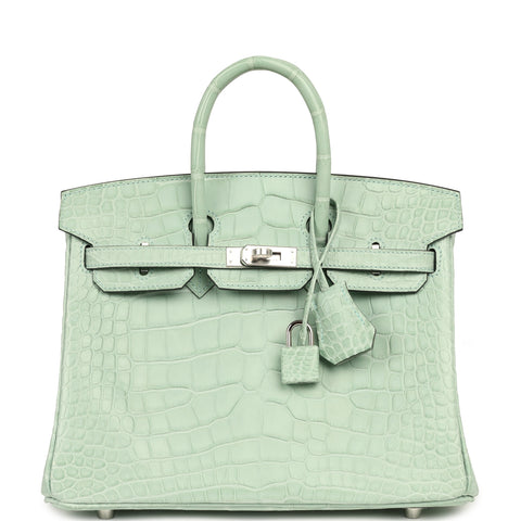 Hermes Birkin 25 Vert D'Eau Matte Alligator Palladium Hardware