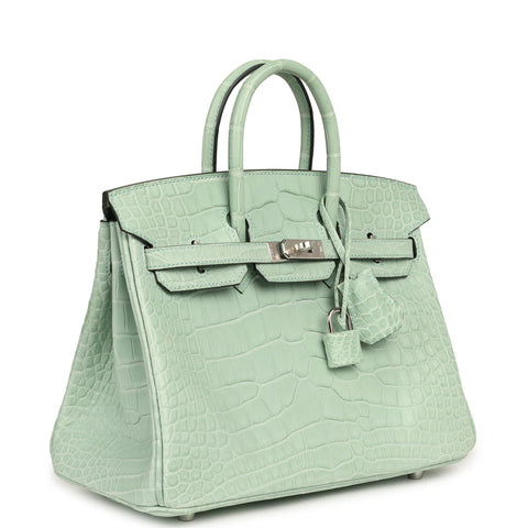 Hermes Birkin 25 Vert D'Eau Matte Alligator Palladium Hardware