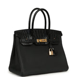Pre-owned Hermes Birkin 30 Black Togo, Matte Alligator Touch Rose Gold Hardware - Thumbnail View 2