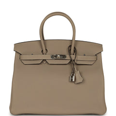Hermes Birkin 35 Gris Tourterelle Togo Palladium Hardware