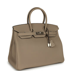 Hermes Birkin 35 Gris Tourterelle Togo Palladium Hardware