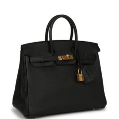 Pre-owned Hermes Birkin 25 Black Togo Gold Hardware