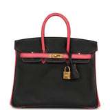 Hermes Special Order (HSS) Birkin 25 Bi-Color Black, Rose Azalee Epsom Brushed Gold Hardware - Thumbnail View 1
