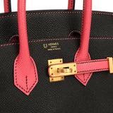 Hermes Special Order (HSS) Birkin 25 Bi-Color Black, Rose Azalee Epsom Brushed Gold Hardware - Thumbnail View 7