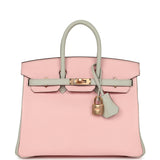 Hermes Special Order (HSS) Birkin 25 Rose Sakura, Gris Perle Chevre Mysore Rose Gold Hardware - Thumbnail View 1