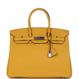 Pre-owned Hermes Birkin 35 Jaune Ambre Togo Palladium Hardware - Thumbnail View 1