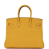 Pre-owned Hermes Birkin 35 Jaune Ambre Togo Palladium Hardware - Thumbnail View 4