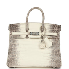 Hermes Birkin 25 Himalaya Niloticus Crocodile Palladium Hardware
