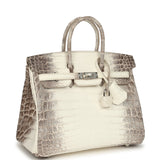 Hermes Birkin 25 Himalaya Niloticus Crocodile Palladium Hardware - Thumbnail View 2