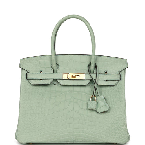 Hermes Birkin 30 Vert D'Eau Matte Alligator Gold Hardware