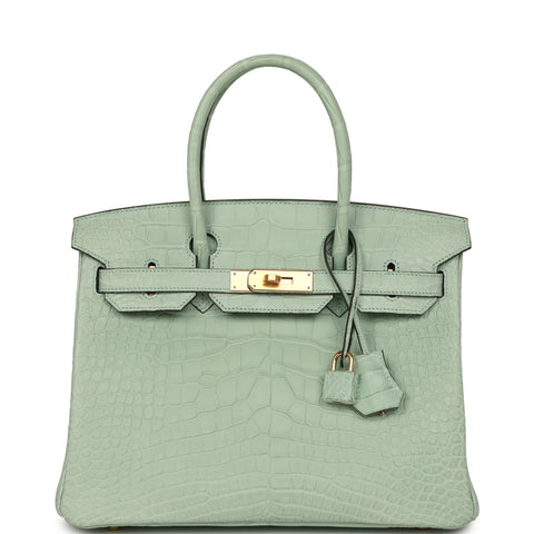 Hermes Birkin 30 Vert D'Eau Matte Alligator Gold Hardware