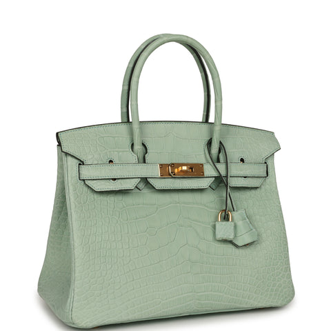 Hermes Birkin 30 Vert D'Eau Matte Alligator Gold Hardware