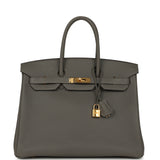 Pre-owned Hermes Birkin 35 Gris Meyer Togo Palladium Hardware - Thumbnail View 1