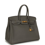 Pre-owned Hermes Birkin 35 Gris Meyer Togo Palladium Hardware - Thumbnail View 2