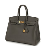 Pre-owned Hermes Birkin 35 Gris Meyer Togo Palladium Hardware - Thumbnail View 5