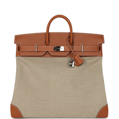 Pre-owned Hermes Birkin HAC 50 Gold Evercolor, Toile De Camp Palladium Hardware