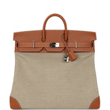 Pre-owned Hermes Birkin HAC 50 Gold Evercolor, Toile De Camp Palladium Hardware - Thumbnail View 1