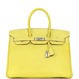 Pre-owned Hermes Birkin 35 Lime Candy Epsom Palladium Hardware - Thumbnail View 1