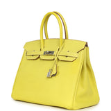 Pre-owned Hermes Birkin 35 Lime Candy Epsom Palladium Hardware - Thumbnail View 5
