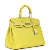 Pre-owned Hermes Birkin 35 Lime Candy Epsom Palladium Hardware - Thumbnail View 2