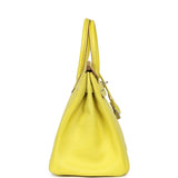 Pre-owned Hermes Birkin 35 Lime Candy Epsom Palladium Hardware - Thumbnail View 3