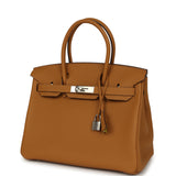 Hermes Birkin 30 Caramel Verso Togo Palladium Hardware - Thumbnail View 5