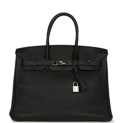 Pre-owned Hermes Birkin 35 Black Togo Palladium Hardware